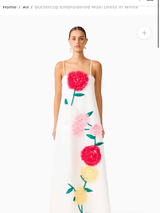 Elliatt Dresses & Skirts - Elliatt White Maxi Dress with Pink, Red & Yellow Floral Appliqués